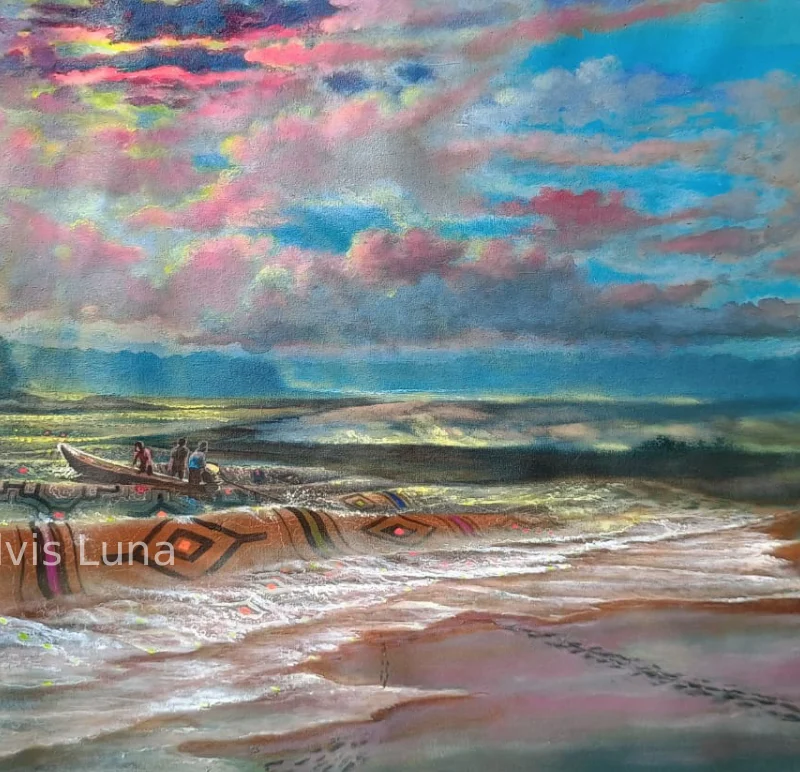 "Indean River I ( River of Shipibo Konibo fabric) 1990"